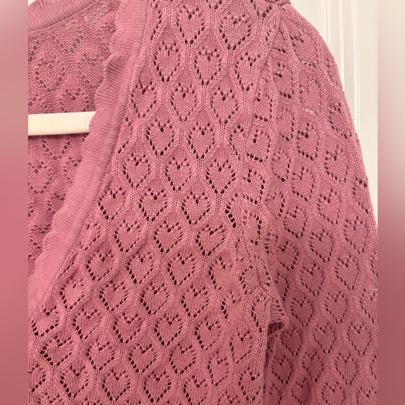 LoveShackFancy Janie Cropped Cardigan in Berry - Picture 6 of 6